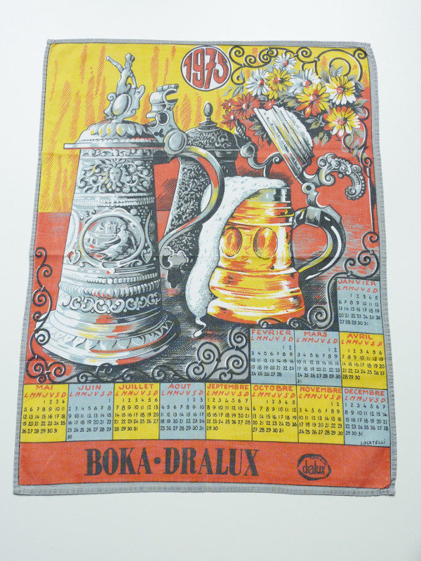 Torchon Vintage calendrier 1975 chevaux - Collection