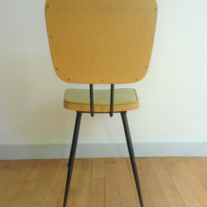 dos chaise en skaï moutarde vintage