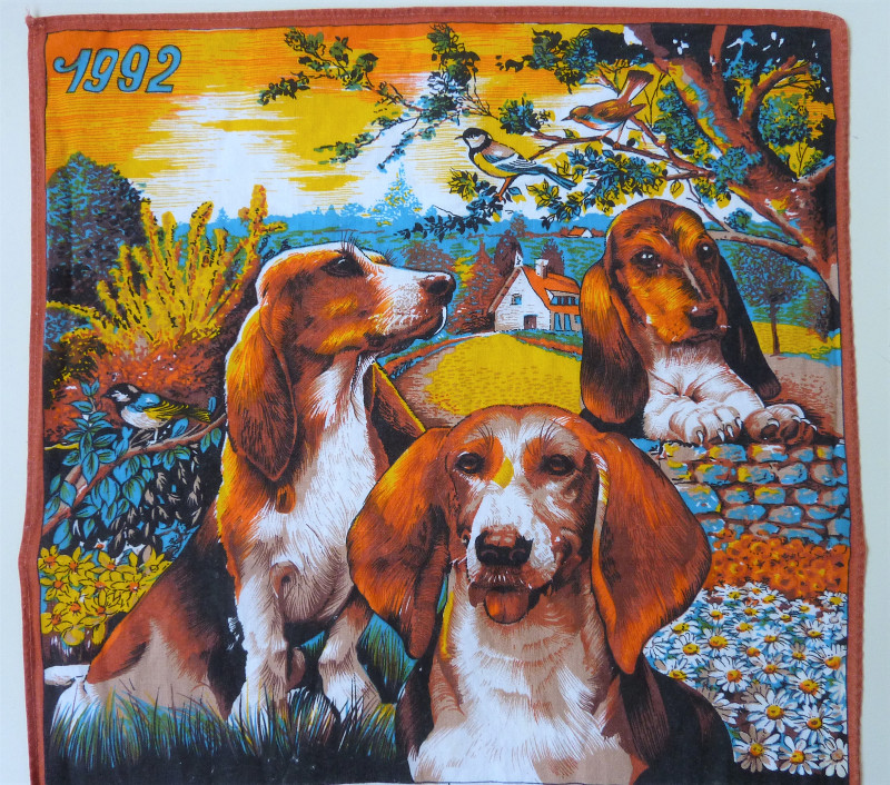NEUF VINTAGE 1982 Ancien TORCHON CALENDRIER new holland deco scene