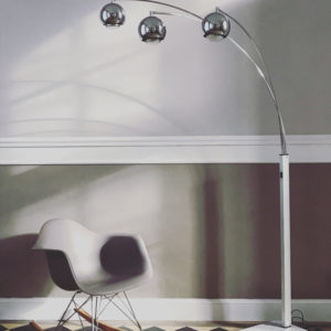 lampadaire 3 branches muguet seventies chrome et marbre