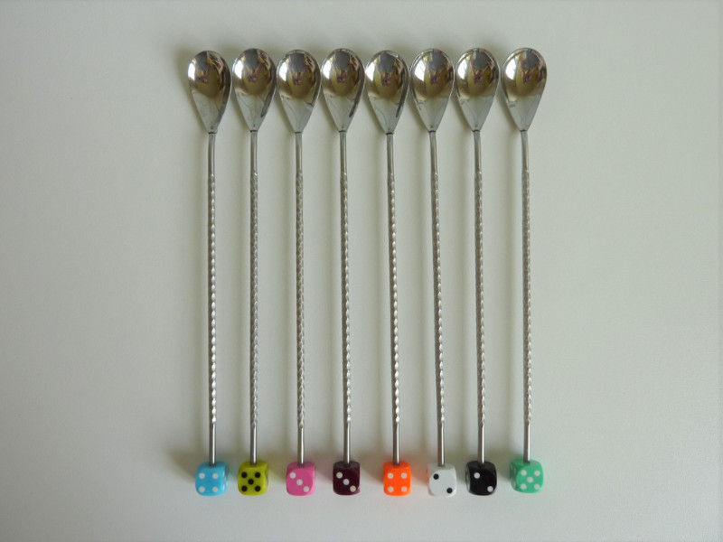 cuillères à cocktail dès à jouer vintage multicolores